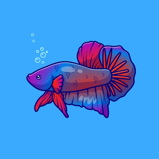 El icono vectorial de dibujos animados Betta Guppy Fish Ilustración del icono de la naturaleza animal Concepto de plano aislado