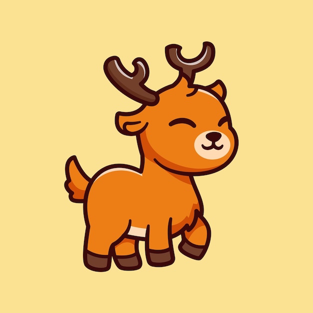 El icono vectorial de dibujos animados de Cute Baby Deer Ilustración del icono de la naturaleza animal Vector plano aislado