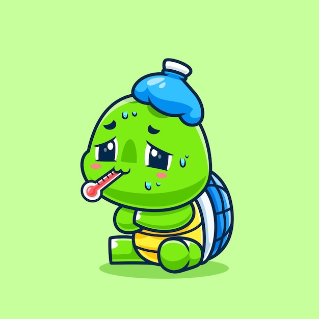 El icono vectorial de dibujos animados de la fiebre de la tortuga, la ilustración, el icono de la ciencia animal, el vector plano aislado.