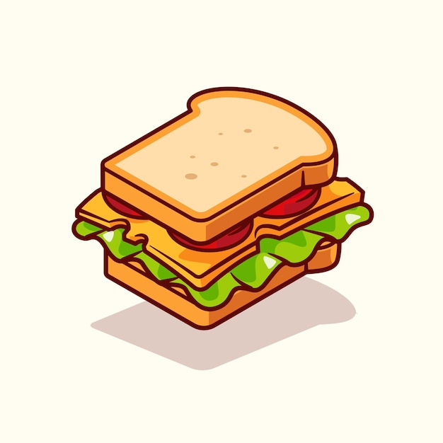 Icono vectorial de dibujos animados flotante de sándwich Ilustración Icono de objeto de alimentos Vector plano aislado