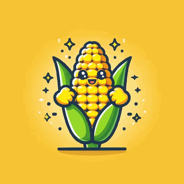 Icono vectorial de dibujos animados de maíz y verduras Ilustración de alimento Icono de naturaleza Concepto de vector premium aislado