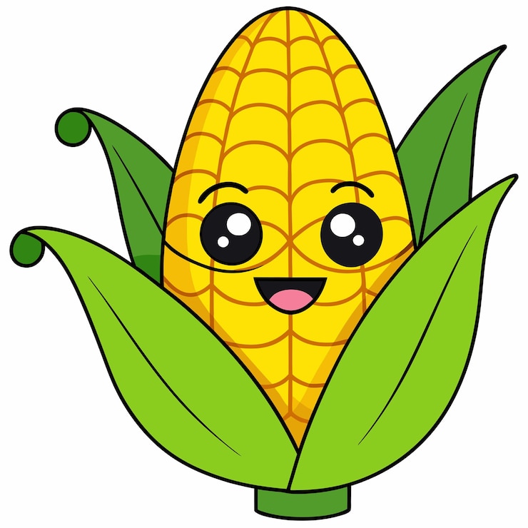 Vector icono vectorial de dibujos animados de maíz y verduras ilustración de alimentos icono de naturaleza concepto aislado vector plano de estilo de dibujo animado premium
