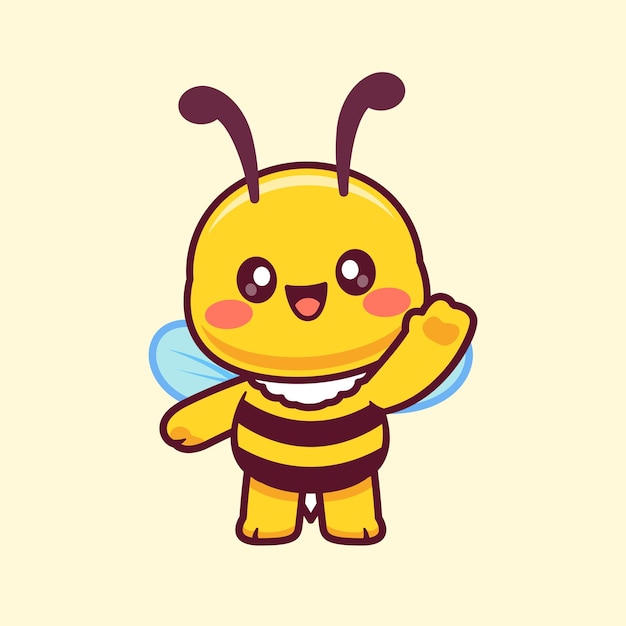 El icono vectorial de dibujos animados de la mano de la abeja encantadora Ilustración del icono de la naturaleza animal Vector plano aislado