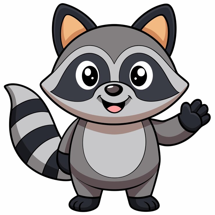 Vector icono vectorial de dibujos animados con la mano de un mapache lindo ilustración icono de la naturaleza animal concepto aislado estilo plano de dibujo animado vectorial premium