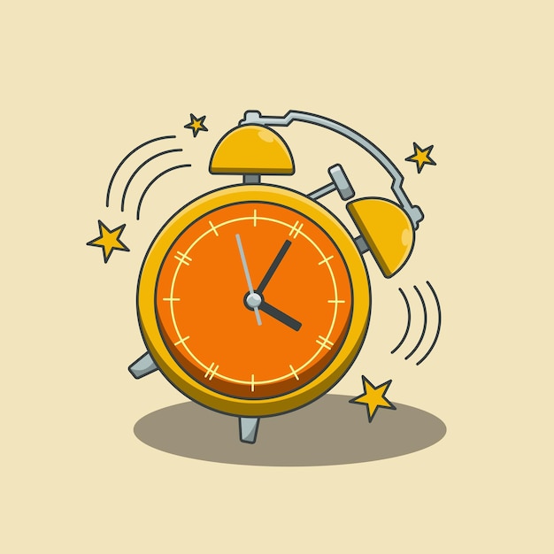 Icono vectorial de dibujos animados de reloj despertador Icono de ilustración de regreso a la escuela Educación Vector plano aislado