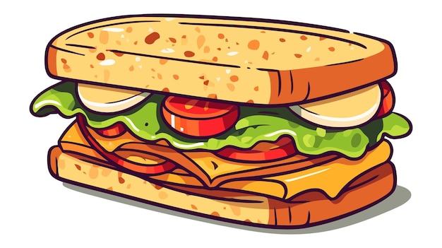 Icono vectorial de dibujos animados de sándwich Ilustración Icono de comida de desayuno Concepto aislado Vector plano de estilo de dibujo animado premium