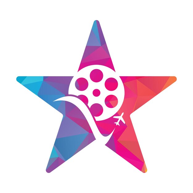 Icono vectorial de diseño de logotipo de concepto de forma de estrella de película de viajes