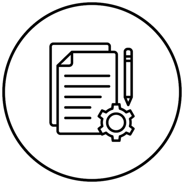 El icono vectorial de la documentación del proyecto se puede utilizar para el conjunto de iconos de evaluación del proyecto