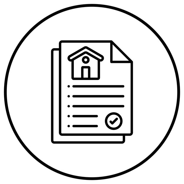 El icono vectorial de los documentos de propiedad se puede utilizar para el conjunto de iconos de bienes raíces