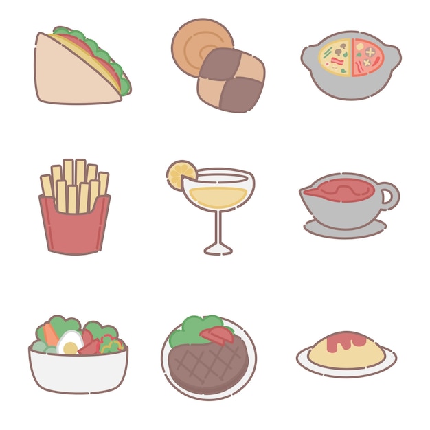 Vector icono vectorial de doodle de alimentos