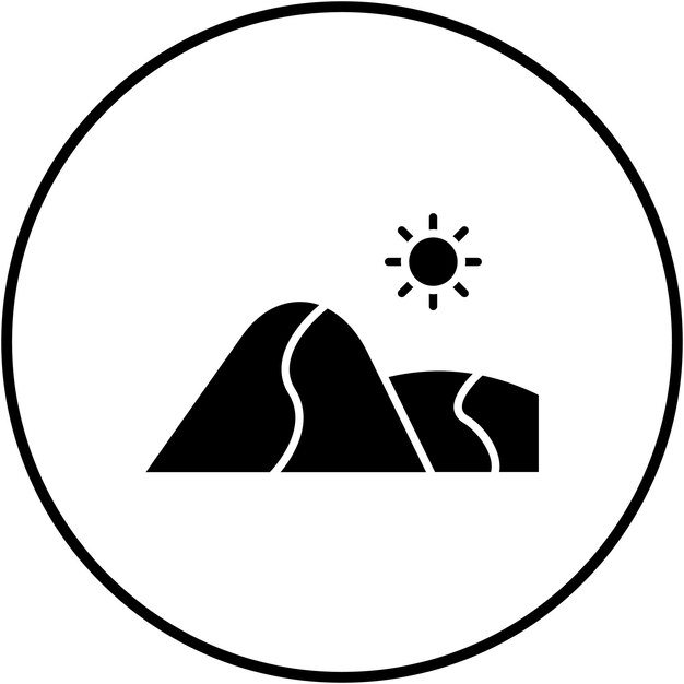 El icono vectorial de la duna se puede usar para el conjunto de iconos del desierto