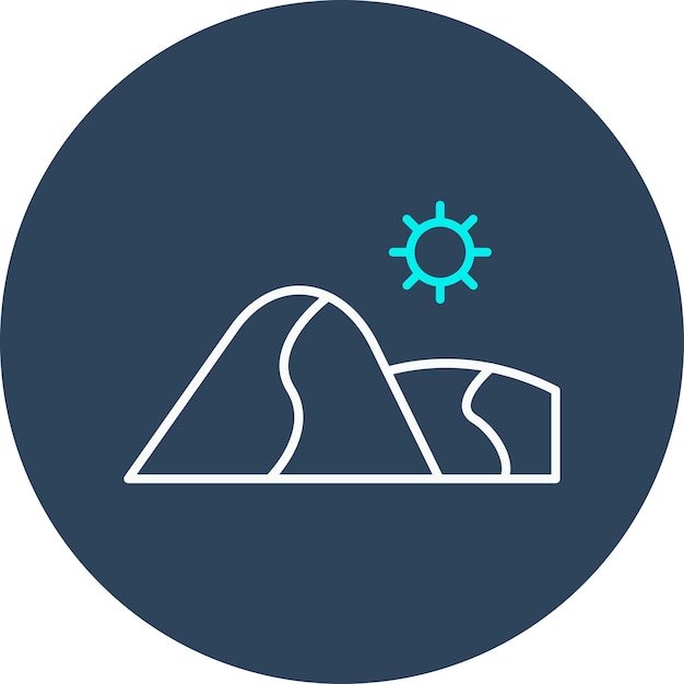 El icono vectorial de la duna se puede usar para el conjunto de iconos del desierto