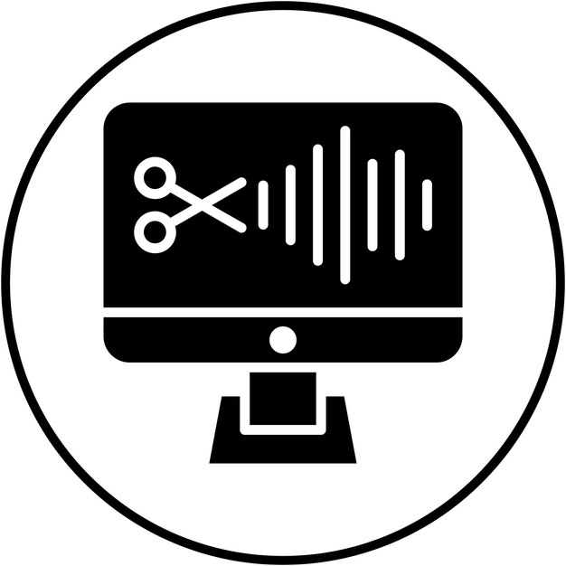 El icono vectorial de edición de audio se puede utilizar para el conjunto de iconos de producción de video