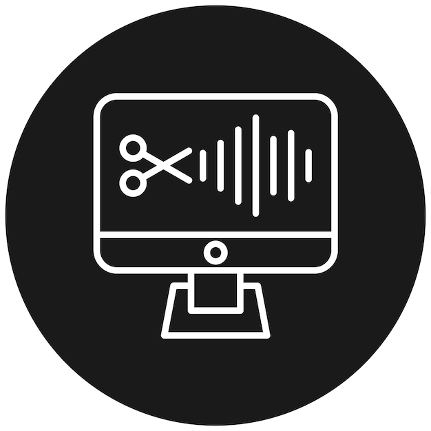 El icono vectorial de edición de audio se puede utilizar para el conjunto de iconos de producción de video