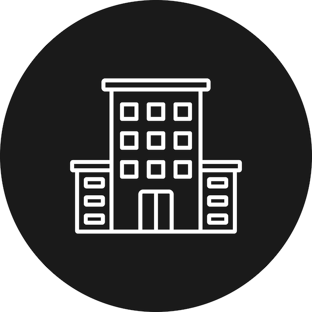 El icono vectorial del edificio se puede utilizar para el conjunto de iconos de bienes raíces