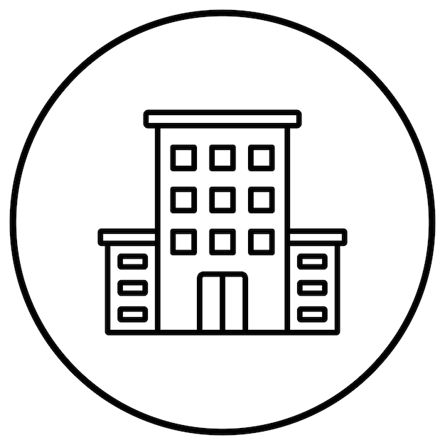 El icono vectorial del edificio se puede utilizar para el conjunto de iconos de bienes raíces