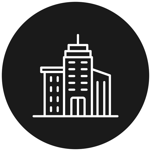 El icono vectorial del edificio se puede utilizar para el conjunto de iconos del tipo de casas