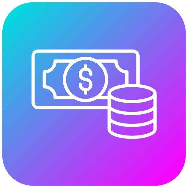El icono vectorial de efectivo y monedas se puede utilizar para el conjunto de iconos de marketing web