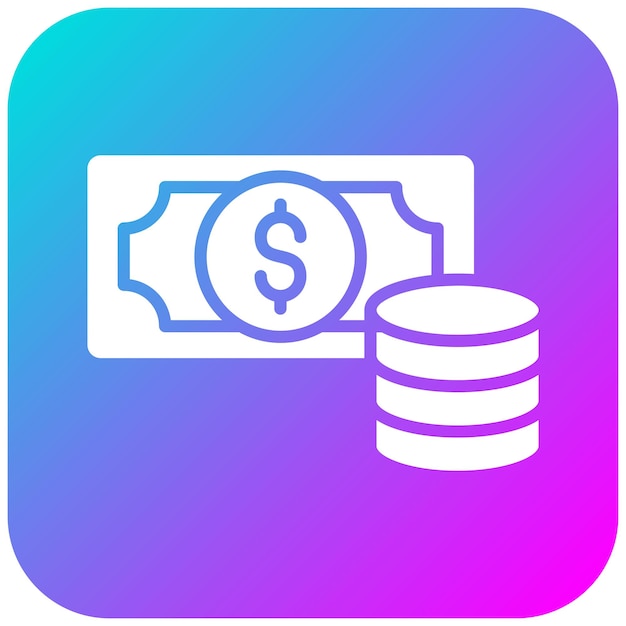 El icono vectorial de efectivo y monedas se puede utilizar para el conjunto de iconos de marketing web