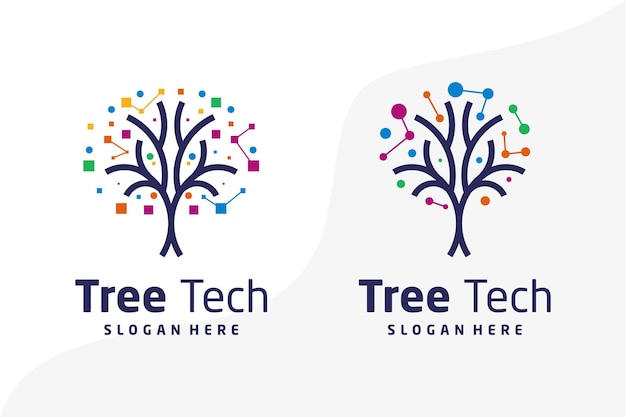 Icono vectorial de elemento de diseño de tecnología de árbol con idea de concepto creativo