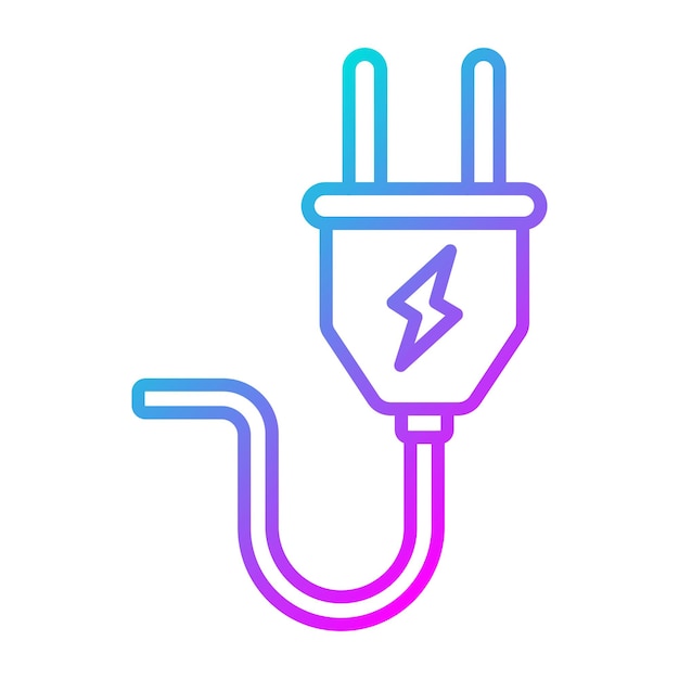 El icono vectorial del enchufe de alimentación se puede utilizar para el conjunto de iconos de computadora y hardware