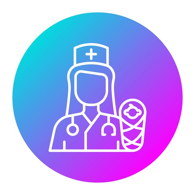 El icono vectorial de la enfermera de parto y la partera se puede utilizar para el conjunto de iconos de enfermería