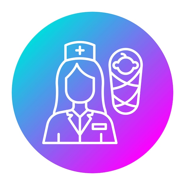 El icono vectorial de la enfermera pediátrica se puede utilizar para el conjunto de iconos de enfermería