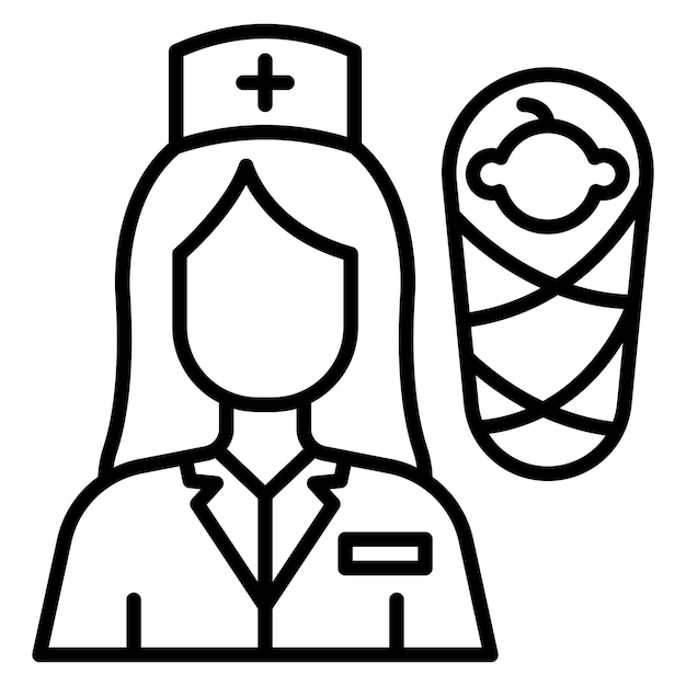 El icono vectorial de la enfermera pediátrica se puede utilizar para el conjunto de iconos de enfermería