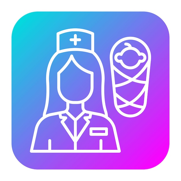 El icono vectorial de la enfermera pediátrica se puede utilizar para el conjunto de iconos de enfermería