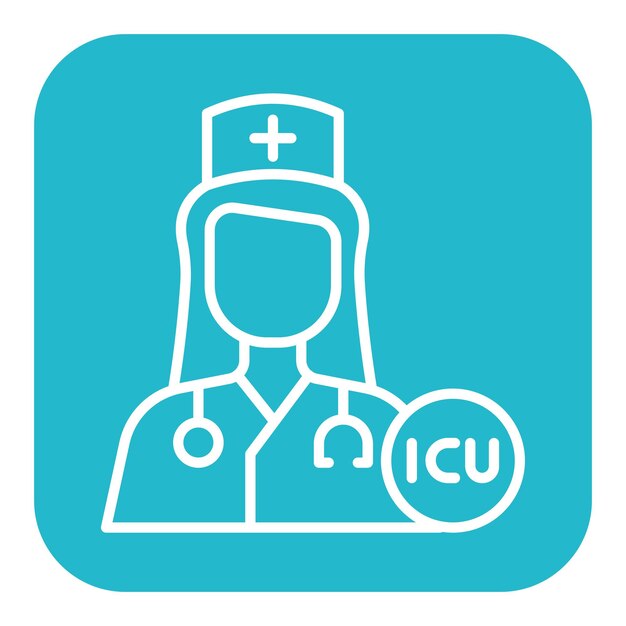 El icono vectorial de la enfermera de la UCI se puede utilizar para el conjunto de iconos de enfermería