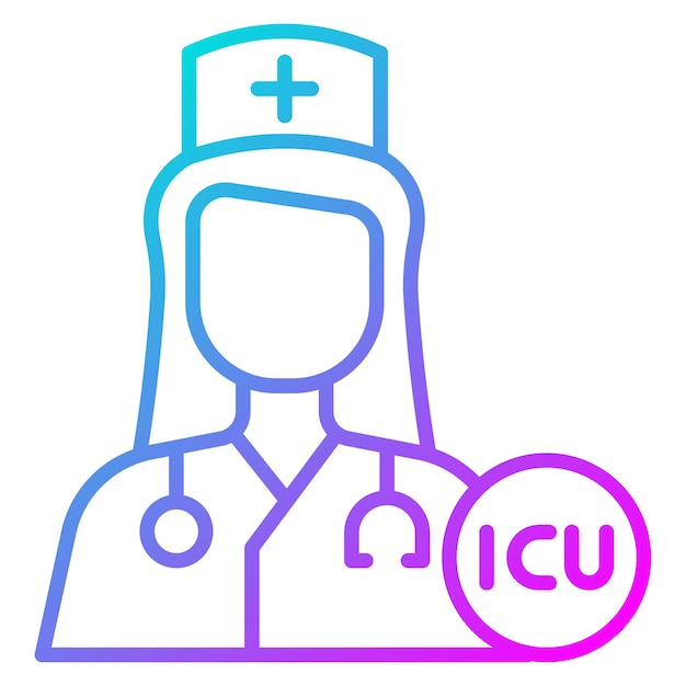 El icono vectorial de la enfermera de la UCI se puede utilizar para el conjunto de iconos de enfermería