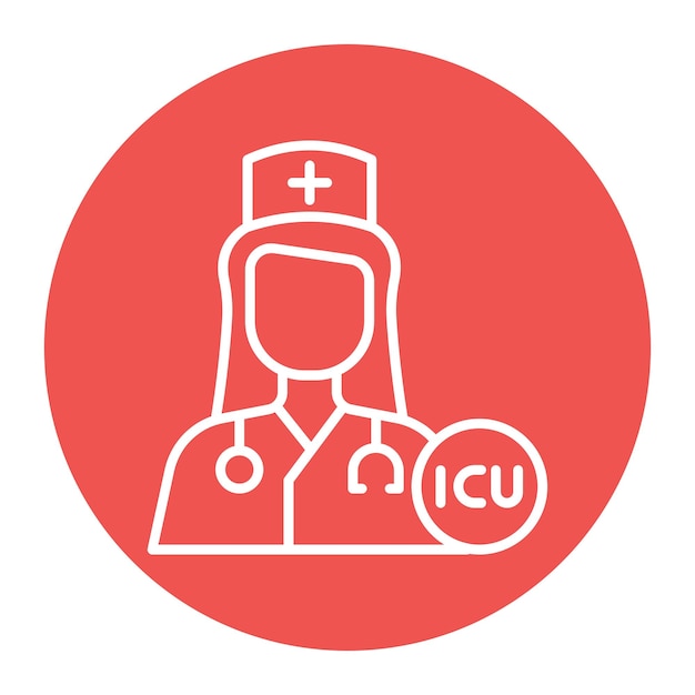 El icono vectorial de la enfermera de la UCI se puede utilizar para el conjunto de iconos de enfermería