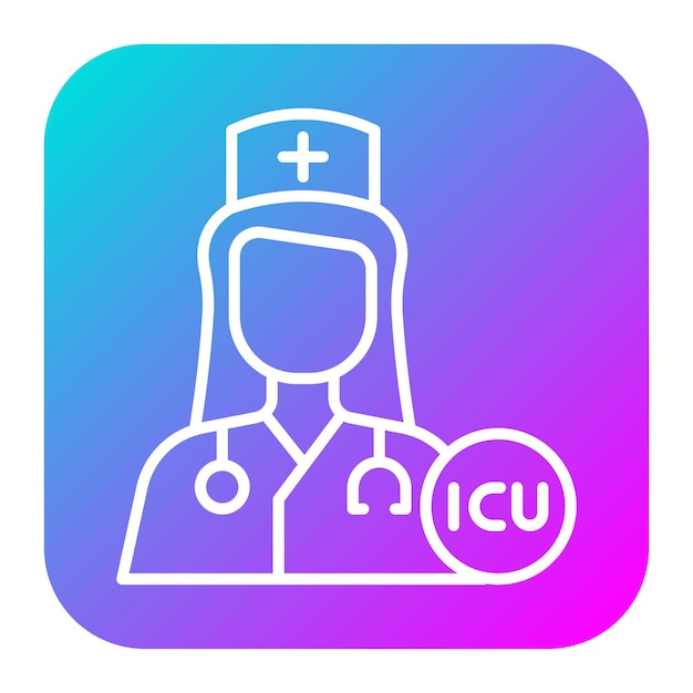El icono vectorial de la enfermera de la UCI se puede utilizar para el conjunto de iconos de enfermería
