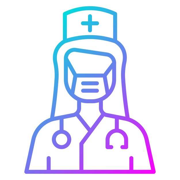 El icono vectorial de la enfermera de urgencias se puede usar para el conjunto de iconos de enfermería