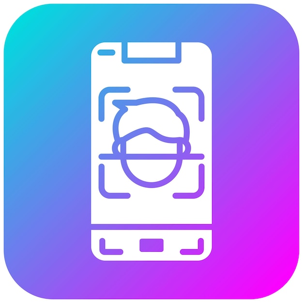 El icono vectorial de escaneo facial móvil se puede utilizar para el conjunto de iconos de aplicaciones móviles