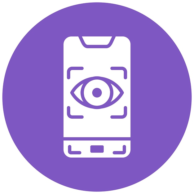 El icono vectorial de escaneo de la retina móvil se puede utilizar para el conjunto de iconos biométricos
