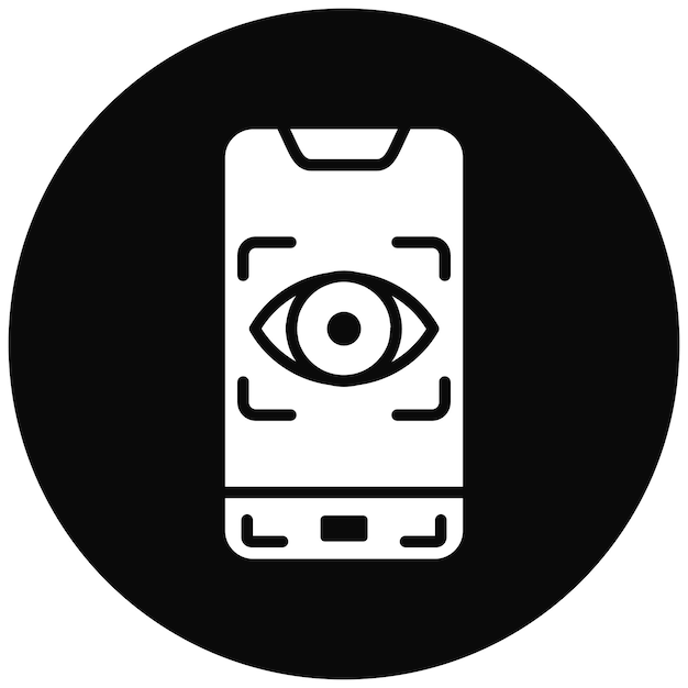 El icono vectorial de escaneo de la retina móvil se puede utilizar para el conjunto de iconos biométricos