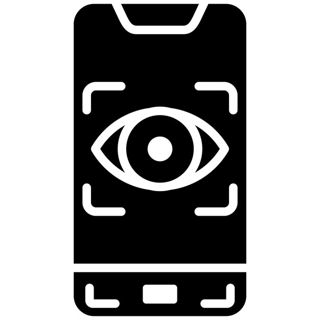 El icono vectorial de escaneo de la retina móvil se puede utilizar para el conjunto de iconos biométricos