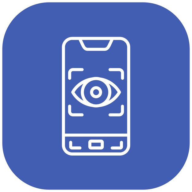 El icono vectorial de escaneo de la retina móvil se puede utilizar para el conjunto de iconos biométricos