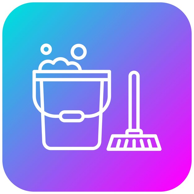 El icono vectorial de la escoba y el cubo se puede usar para el conjunto de iconos del Día del Trabajo