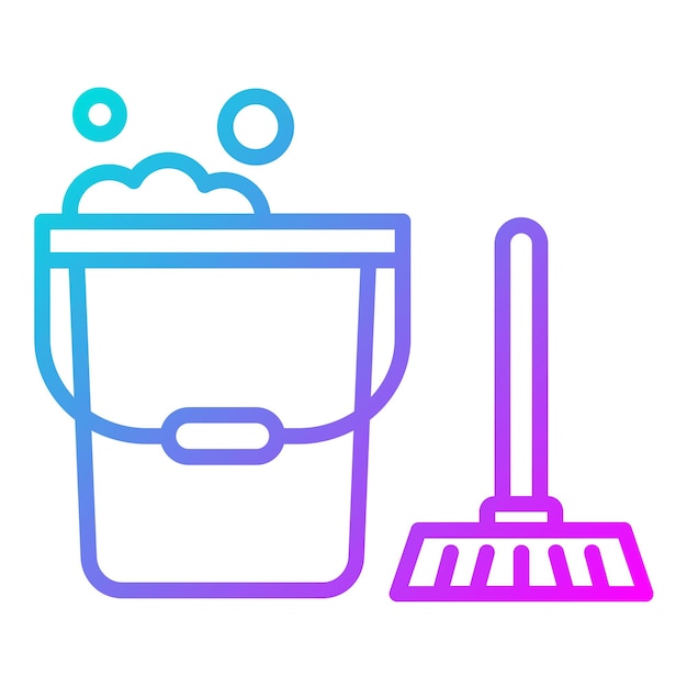 El icono vectorial de la escoba y el cubo se puede usar para el conjunto de iconos del Día del Trabajo