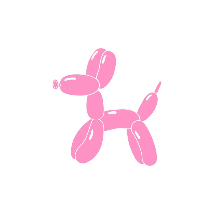 Vector icono vectorial de escultura animal de perro con globo rosado