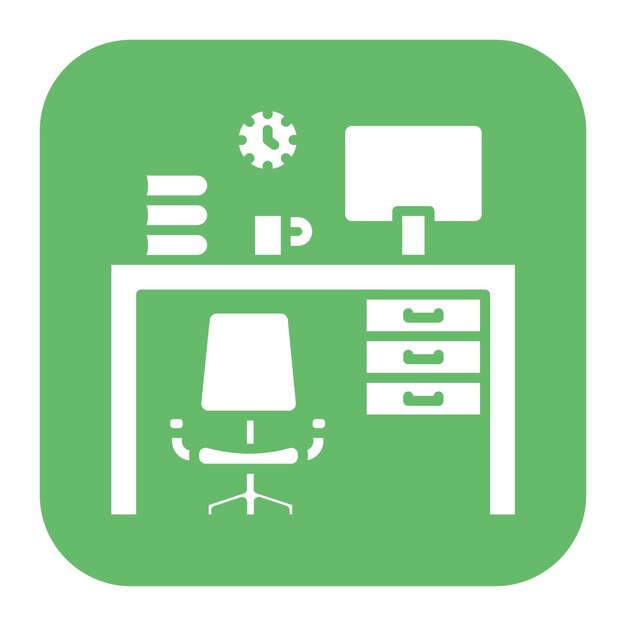 El icono vectorial del espacio de trabajo se puede utilizar para el conjunto de iconos de negocios basados en el hogar