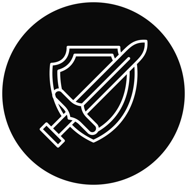 El icono vectorial de la espada de escudo se puede usar para el conjunto de iconos de cuento de hadas