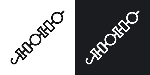 Icono vectorial de estaca establecido en contornos en blanco y negro
