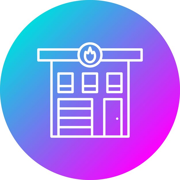 El icono vectorial de la estación de bomberos se puede usar para el conjunto de iconos de bomberos