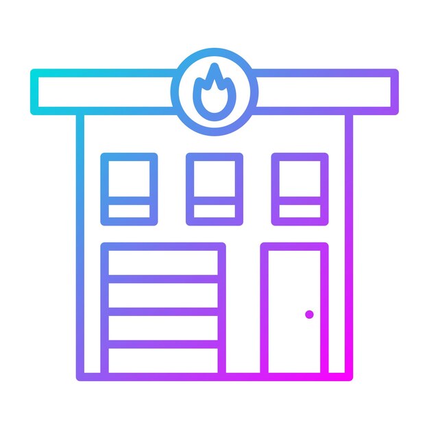 El icono vectorial de la estación de bomberos se puede usar para el conjunto de iconos de bomberos