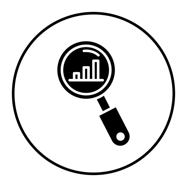 El icono vectorial de estadísticas de búsqueda se puede utilizar para el conjunto de iconos de negocios y finanzas