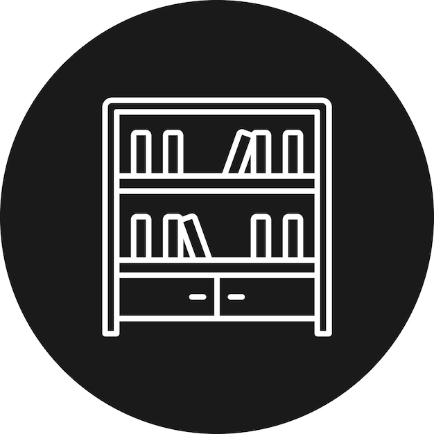 Vector el icono vectorial de los estantes de la biblioteca se puede utilizar para el conjunto de iconos de la biblioteca