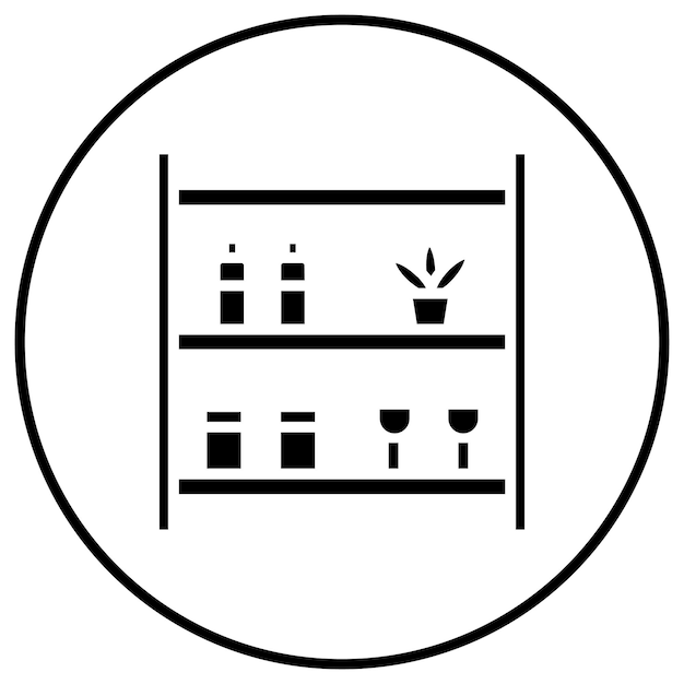 El icono vectorial de los estantes se puede utilizar para el conjunto de iconos interiores